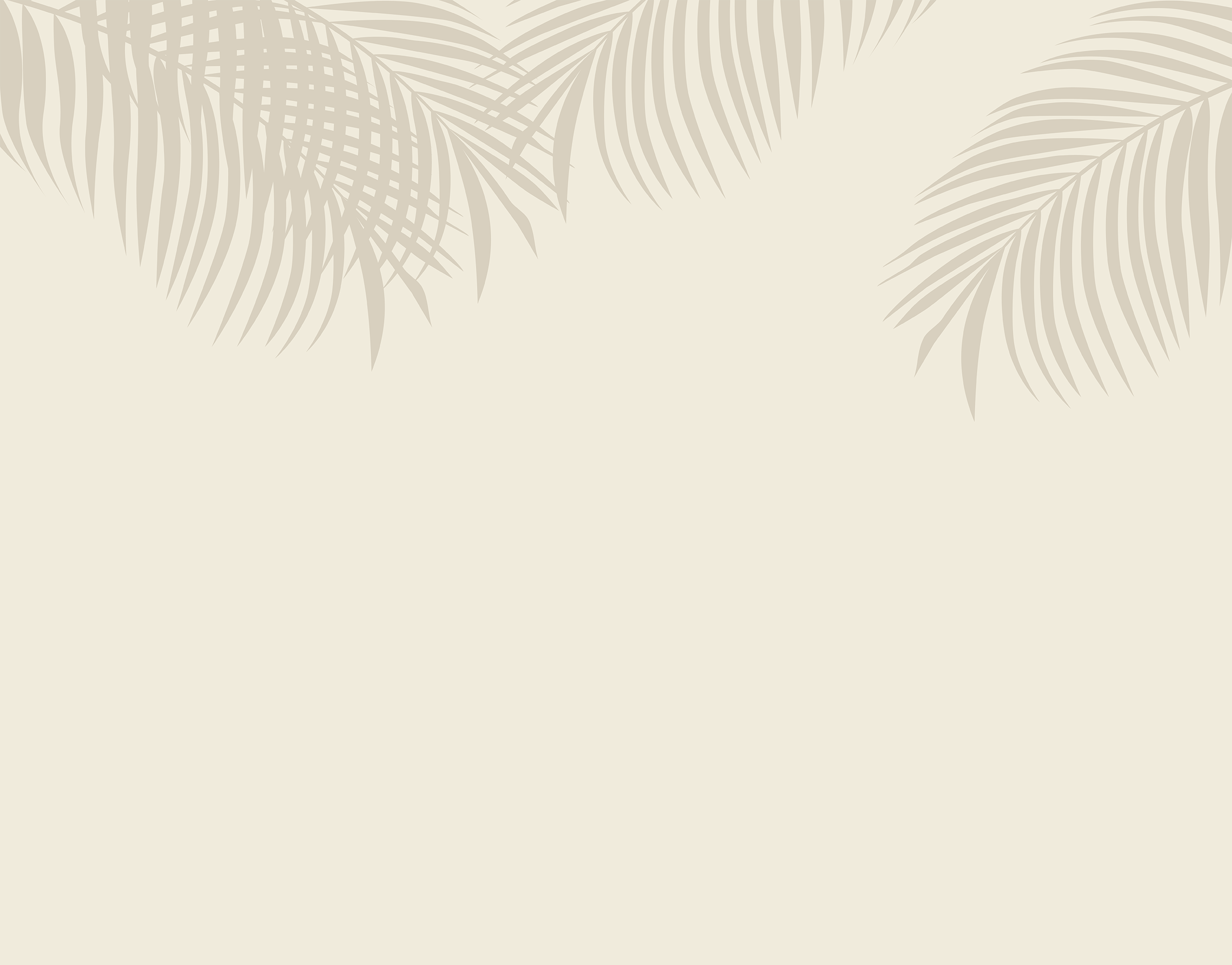 Tropical palm leaves on beige background.