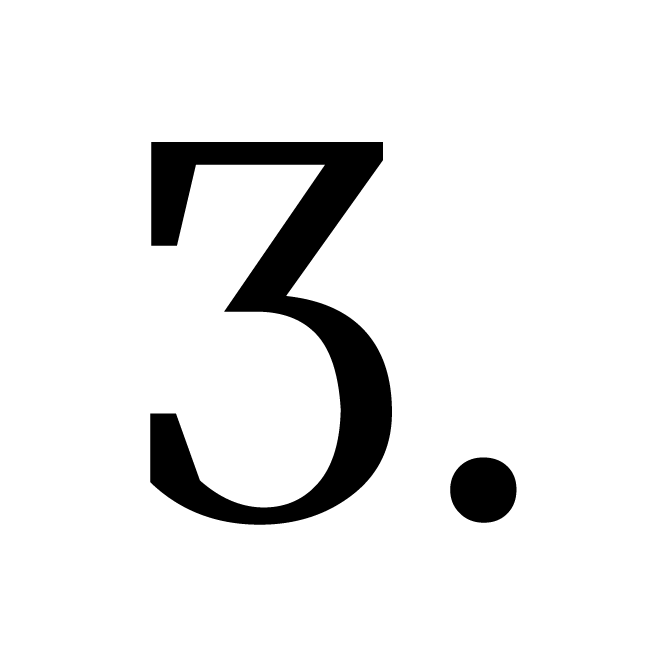 Number three with dot, black on white