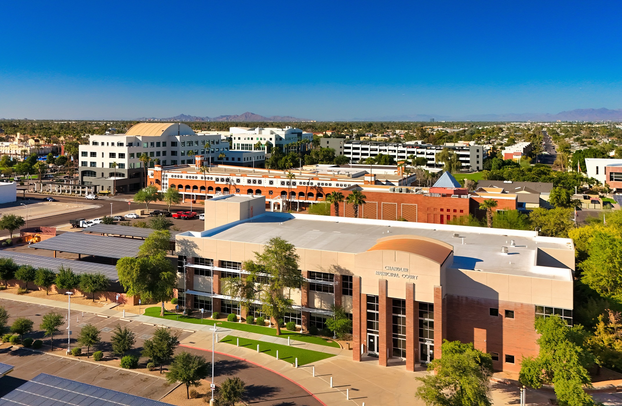 Aerial view of Chandler Municipal Complex in Arizona.